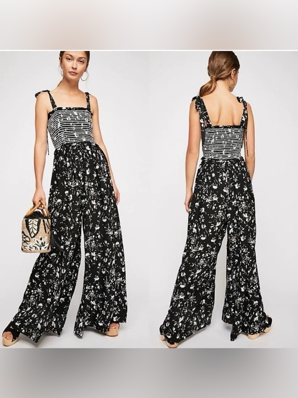 NWOT Free People Color My World Wide Leg Jumpsuit Size XS Black